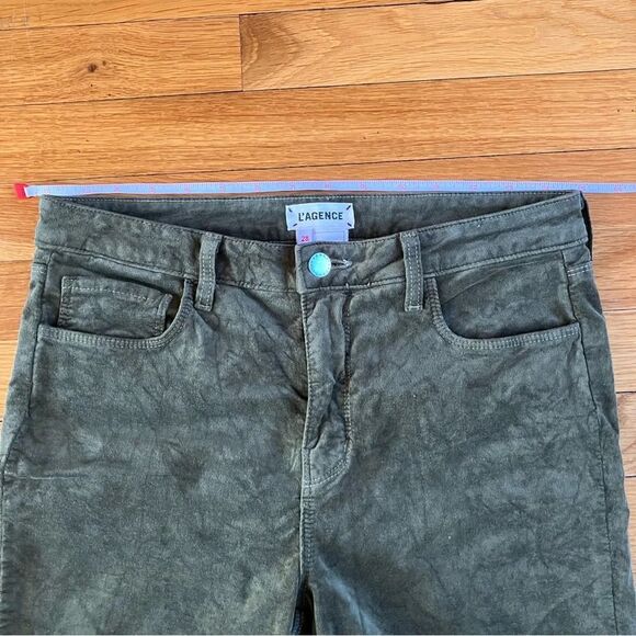 L’agence Margot High Rise Ivy Green Velvet Stretch Denim Pants Size 28 - Picture 10 of 11
